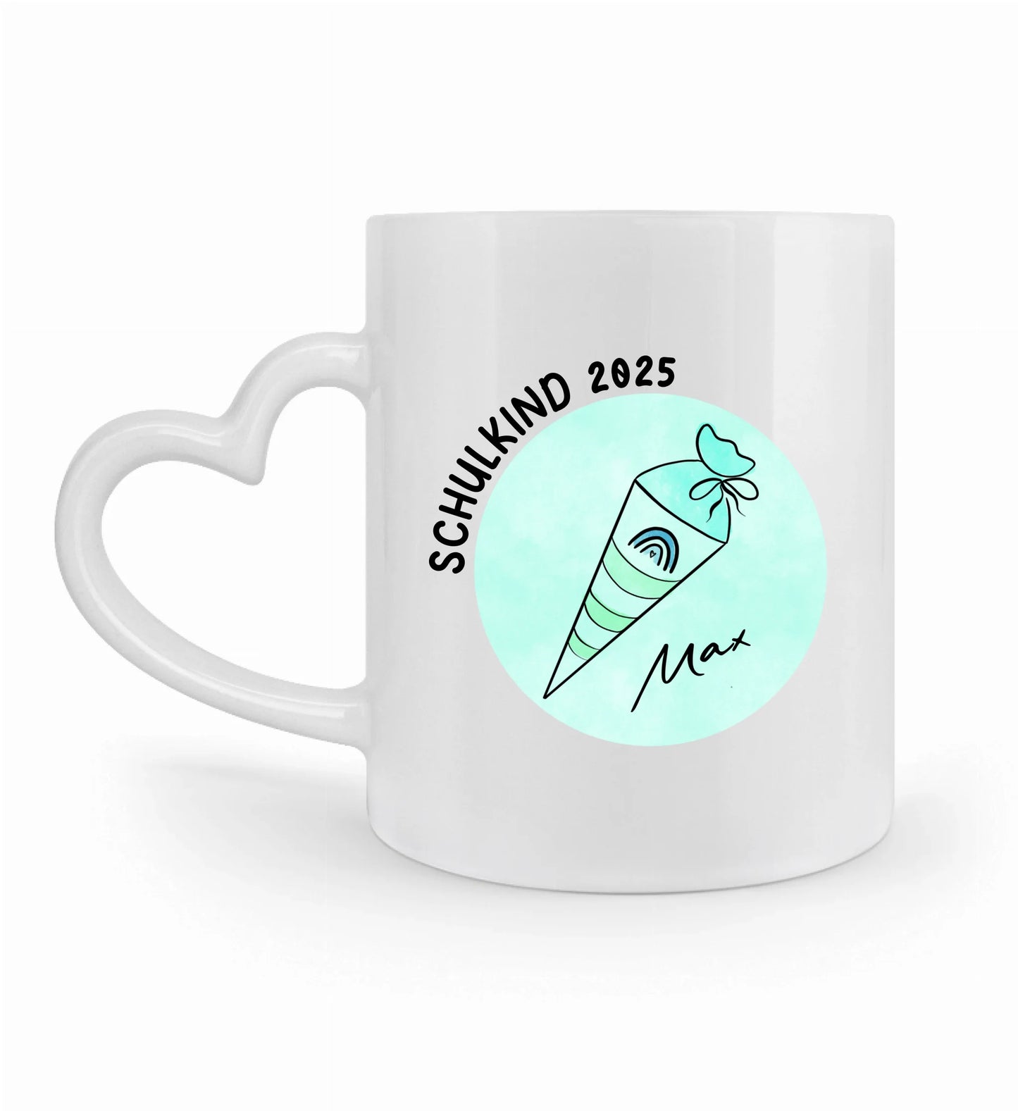 SCHULSTART SCHULTÜTE IN TÜRKIS TASSE