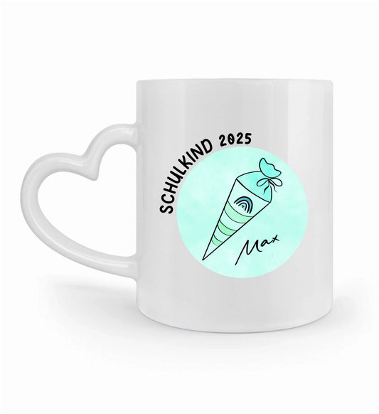 SCHULSTART SCHULTÜTE IN TÜRKIS TASSE